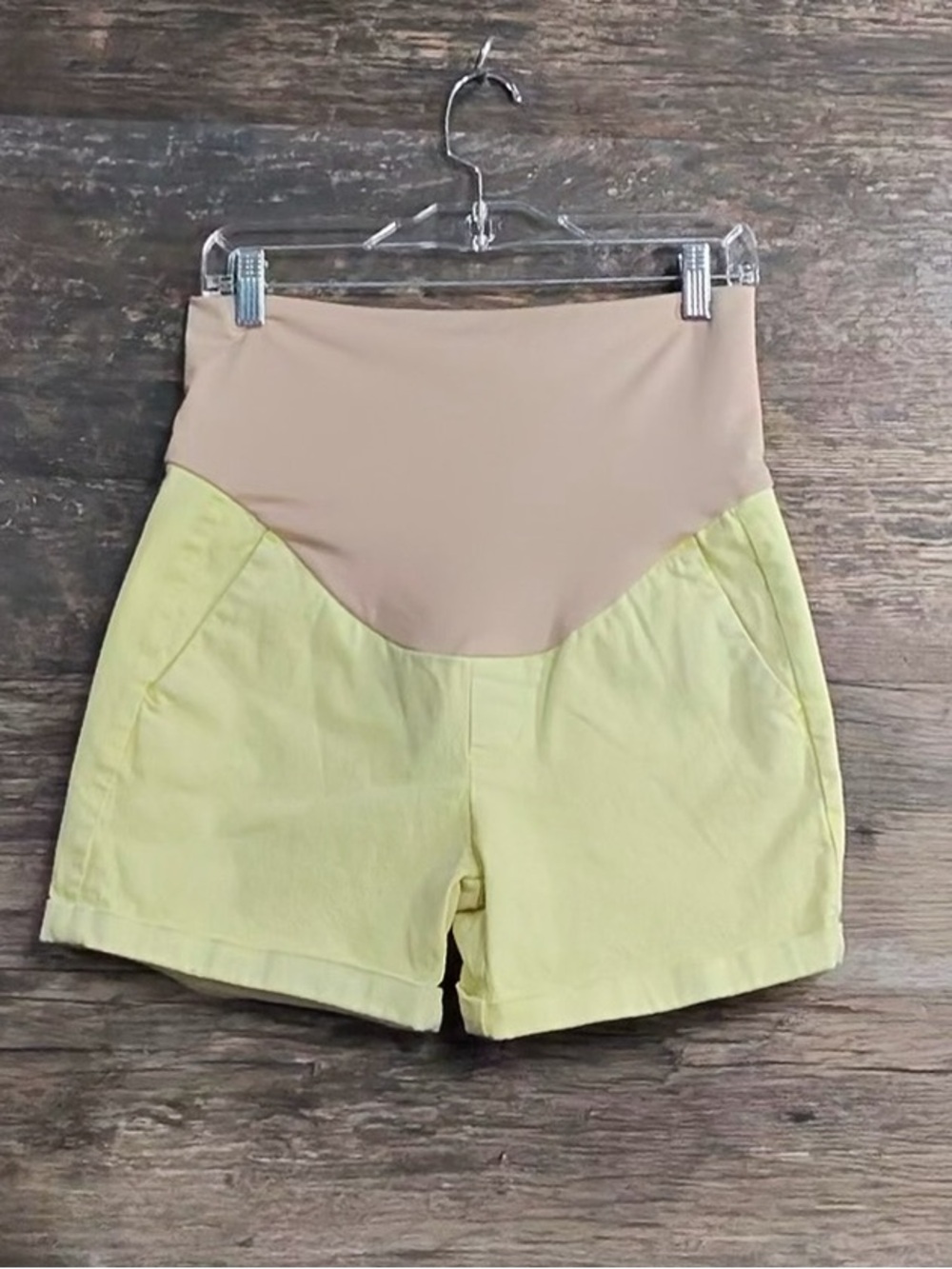 Liverpool Jeans Company High-Waist Maternity Shorts Light Yellow